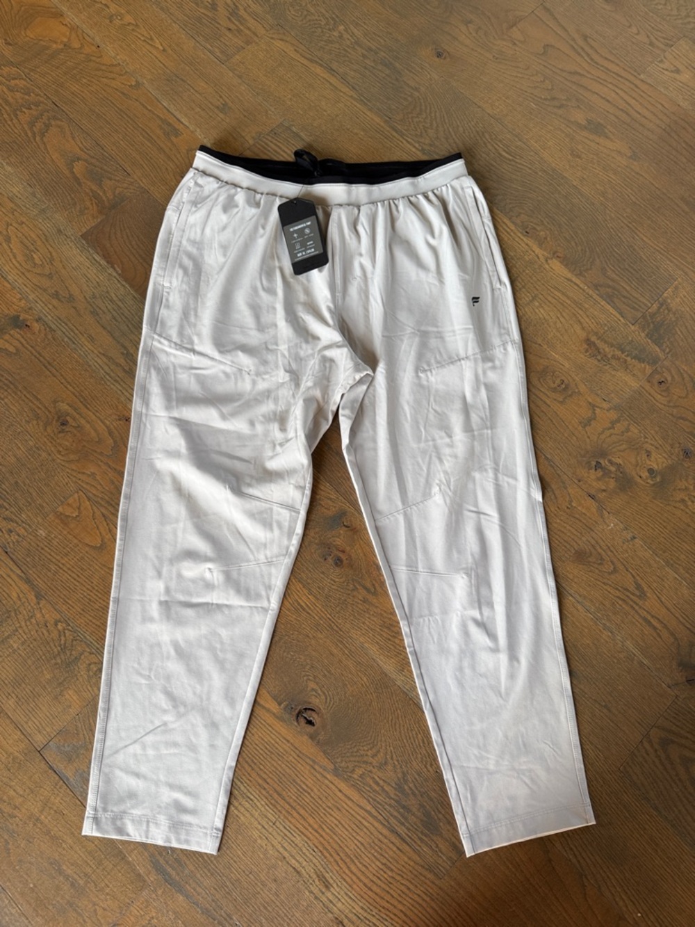 Fabletics Men's White Joggers with Black Waistband